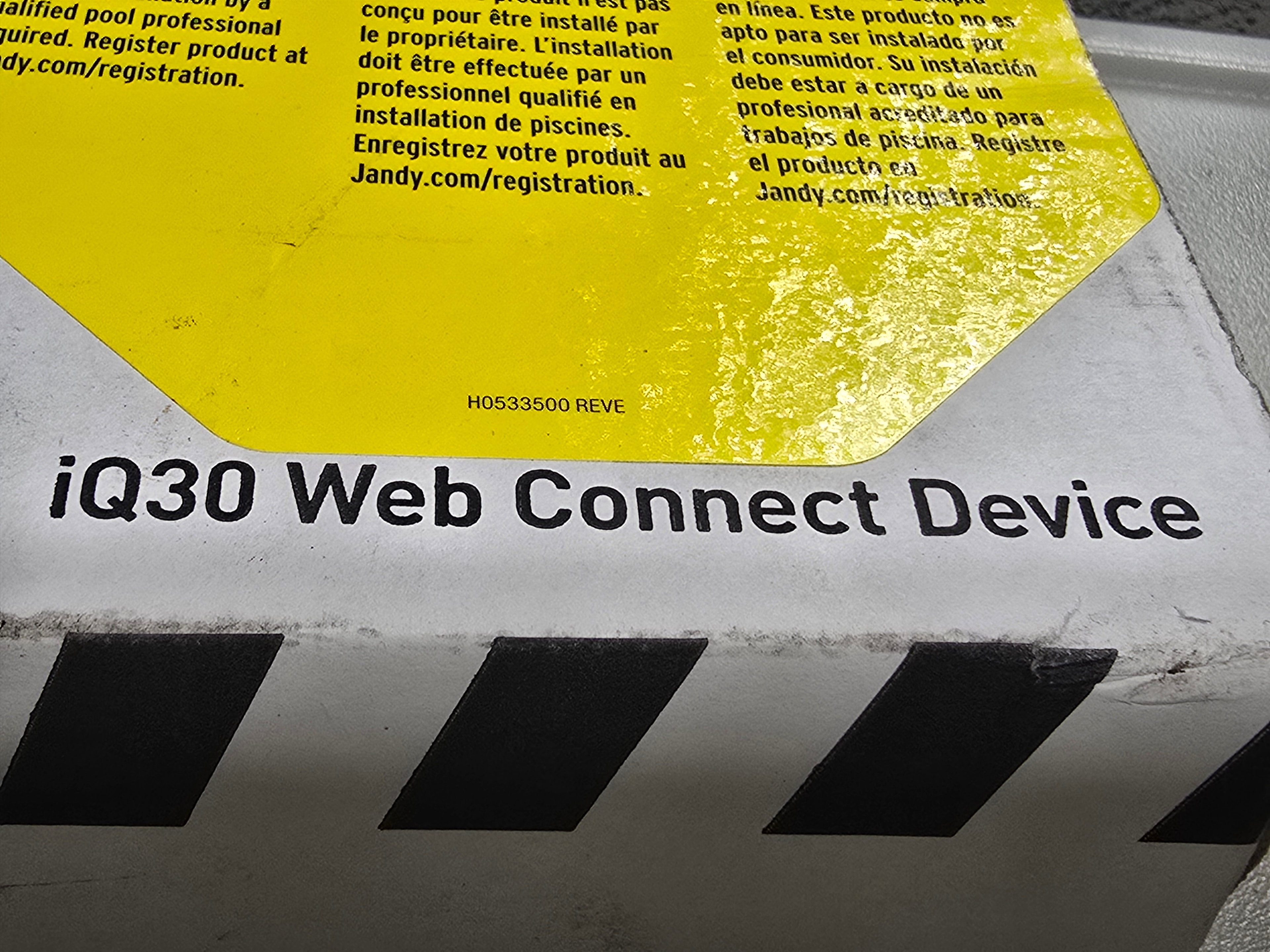 Jandy iQ30-A box side view — compatibility and installation information