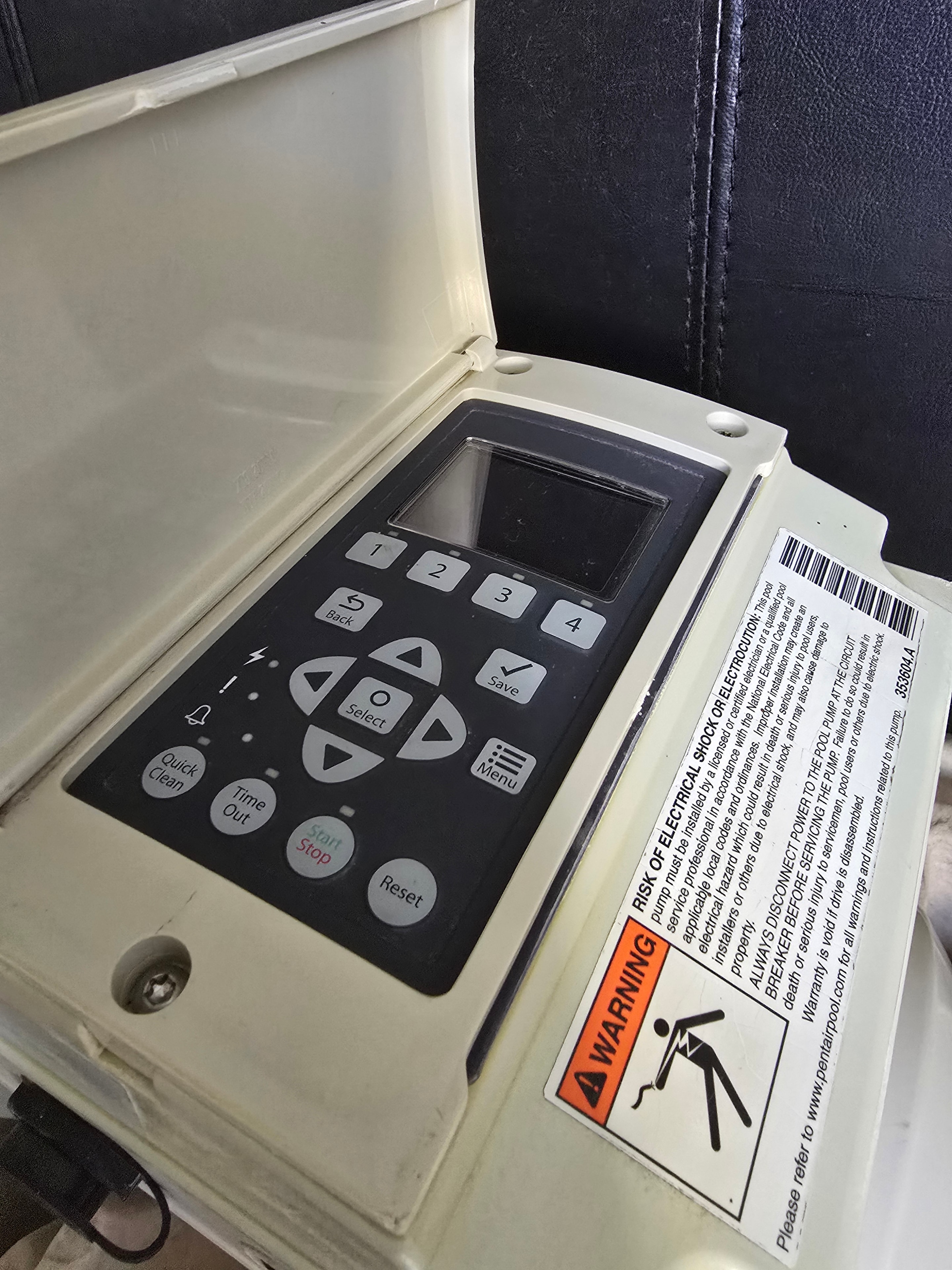 Pentair IntelliFlo VS VSF rebuilt pump keypad control panel open lid