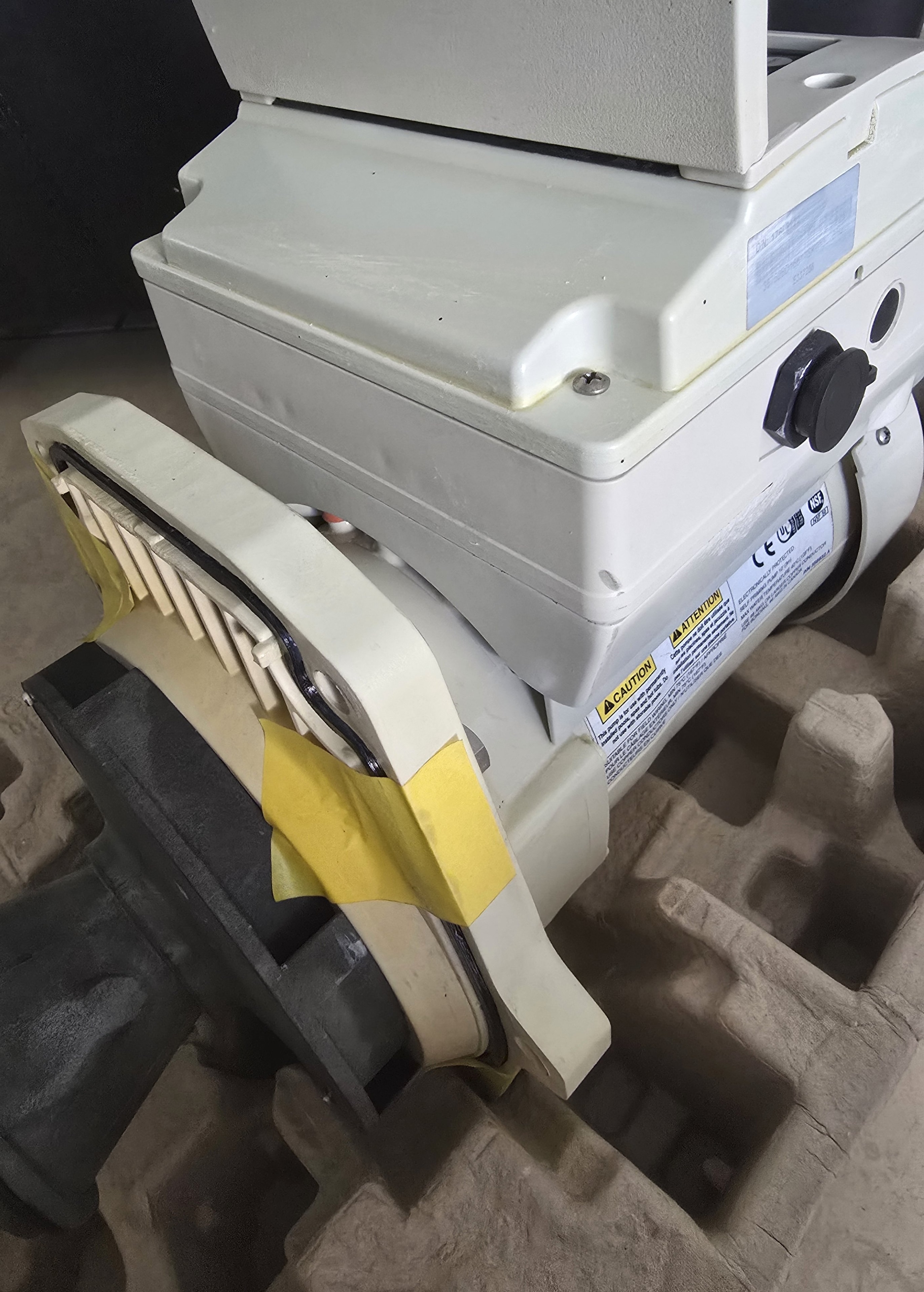 Pentair IntelliFlo VS VSF rebuilt pump left angle view showing seal plate and yellow tape