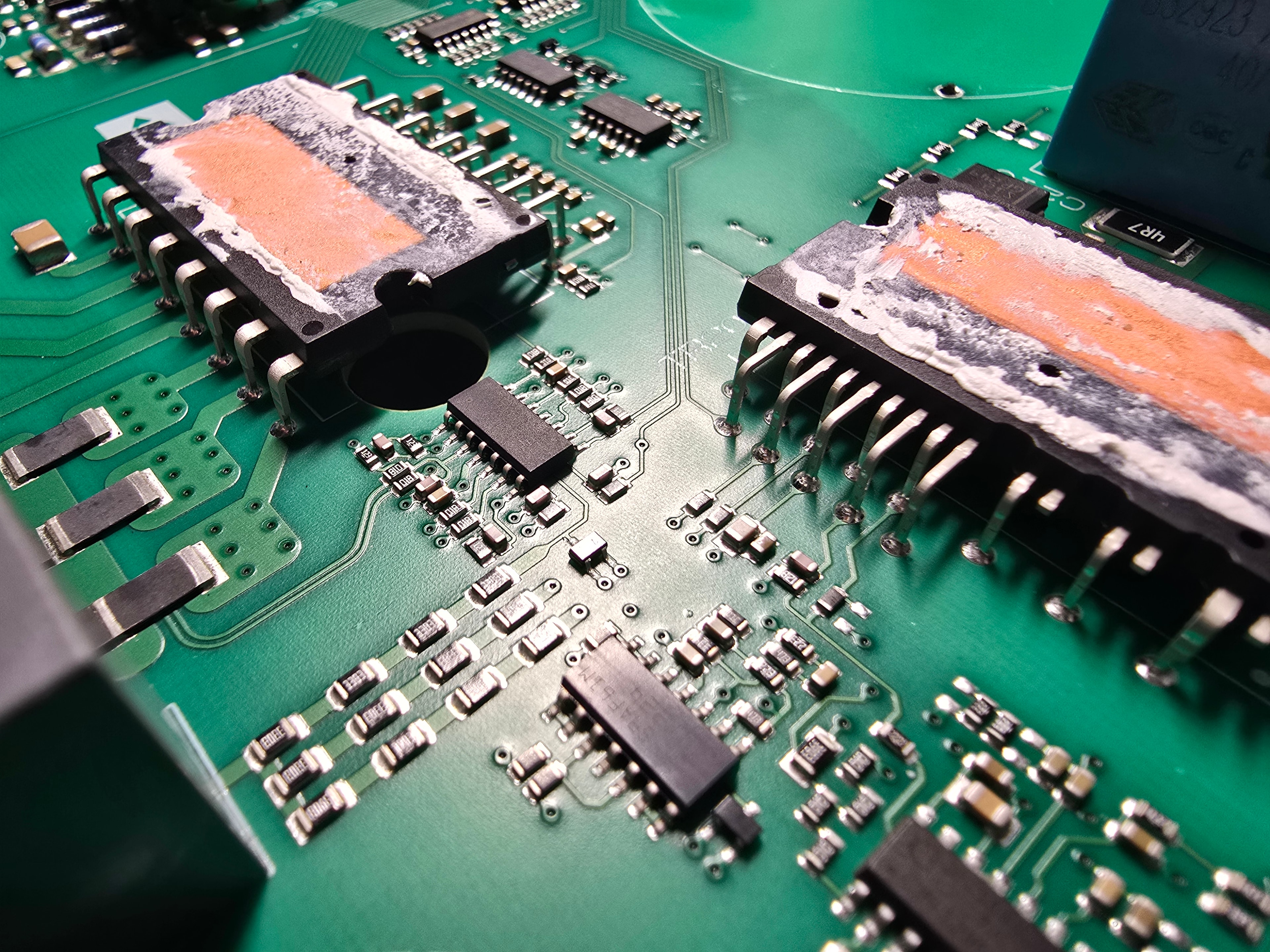 Burnt and failed IGBT modules on Pentair IntelliFlo3 IF3 drive PCB — the exact fault we repair