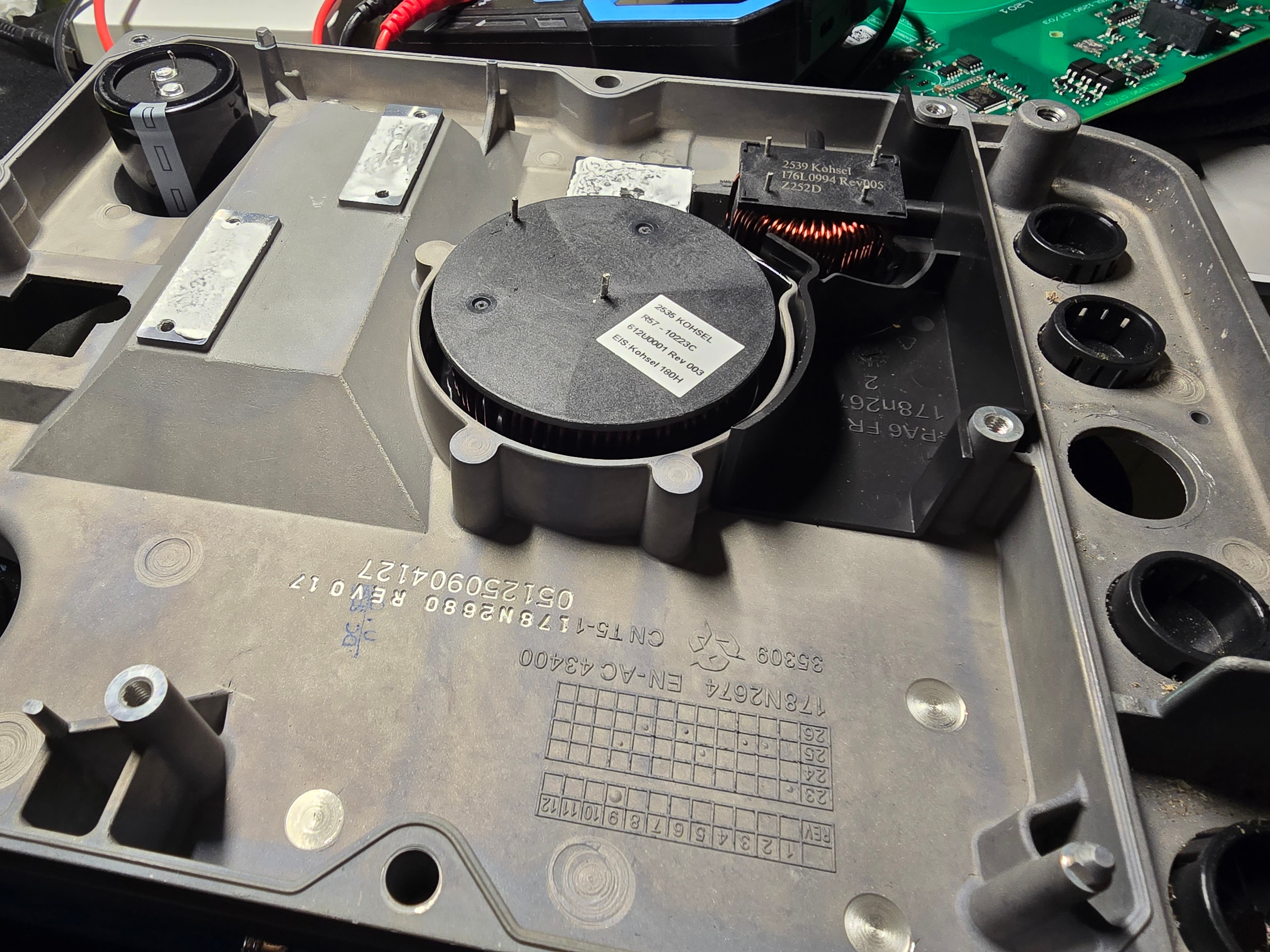 Pentair IntelliFlo3 IF3 drive interior showing Kohsel components, inductor coil, and circuit layout