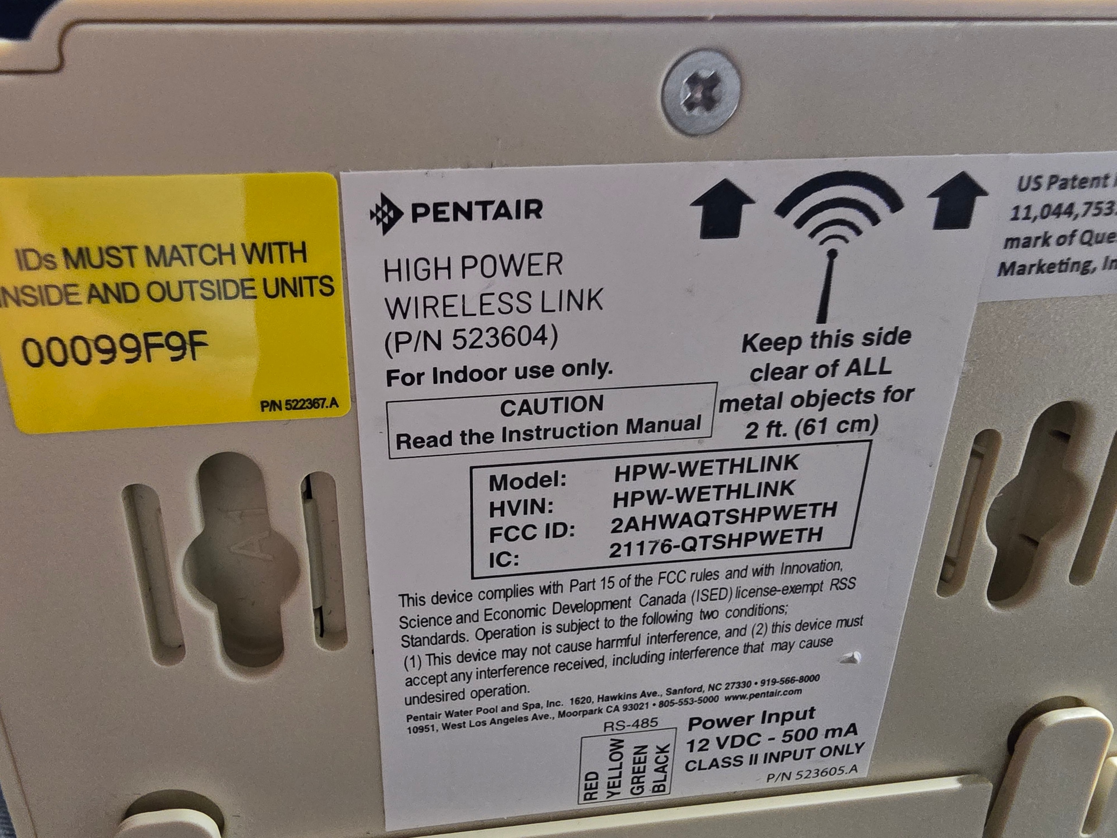 Pentair ScreenLogic2 high-power wireless transceiver