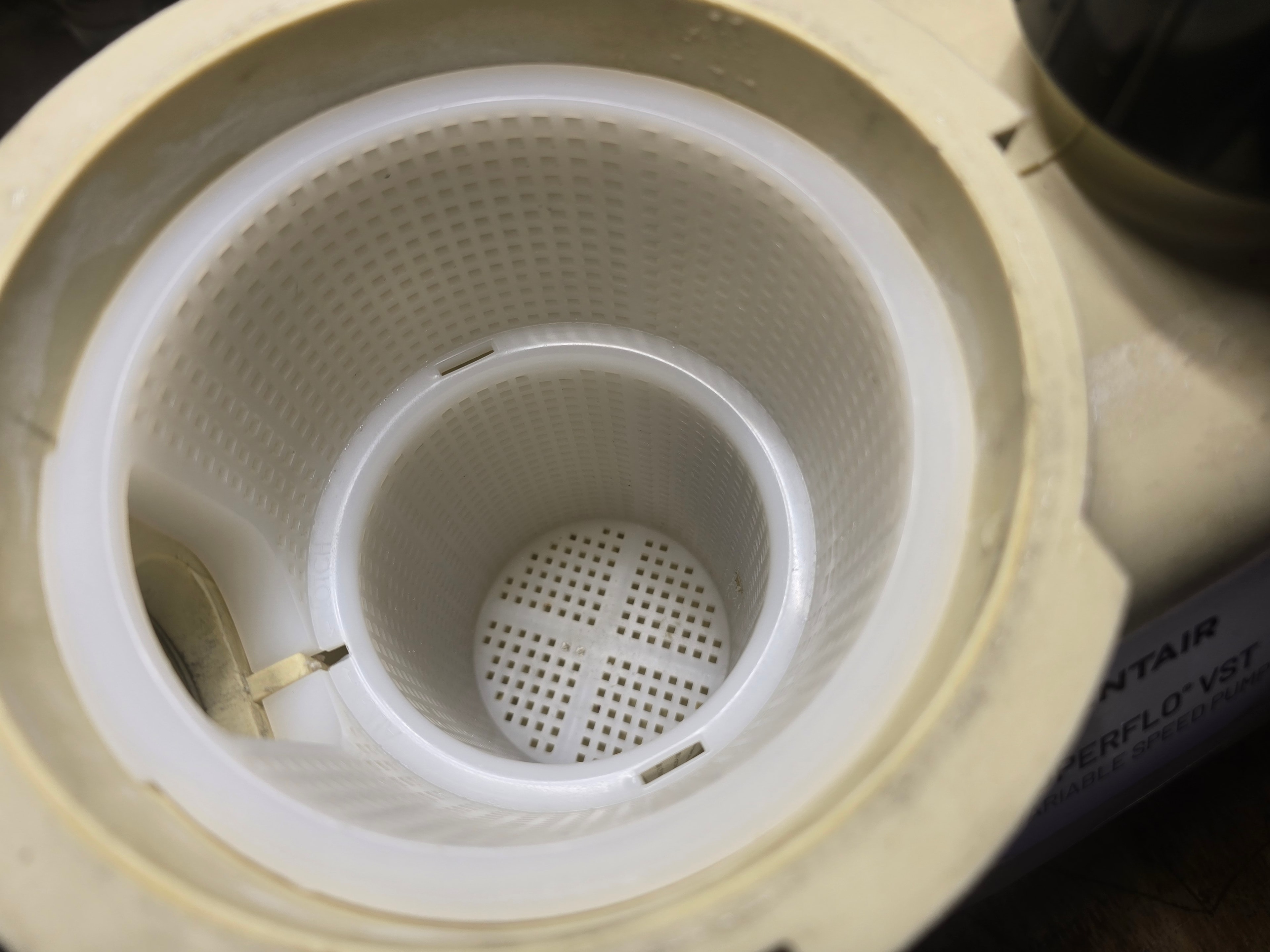 Pentair SuperFlo VST 342002 strainer basket interior — top-down view