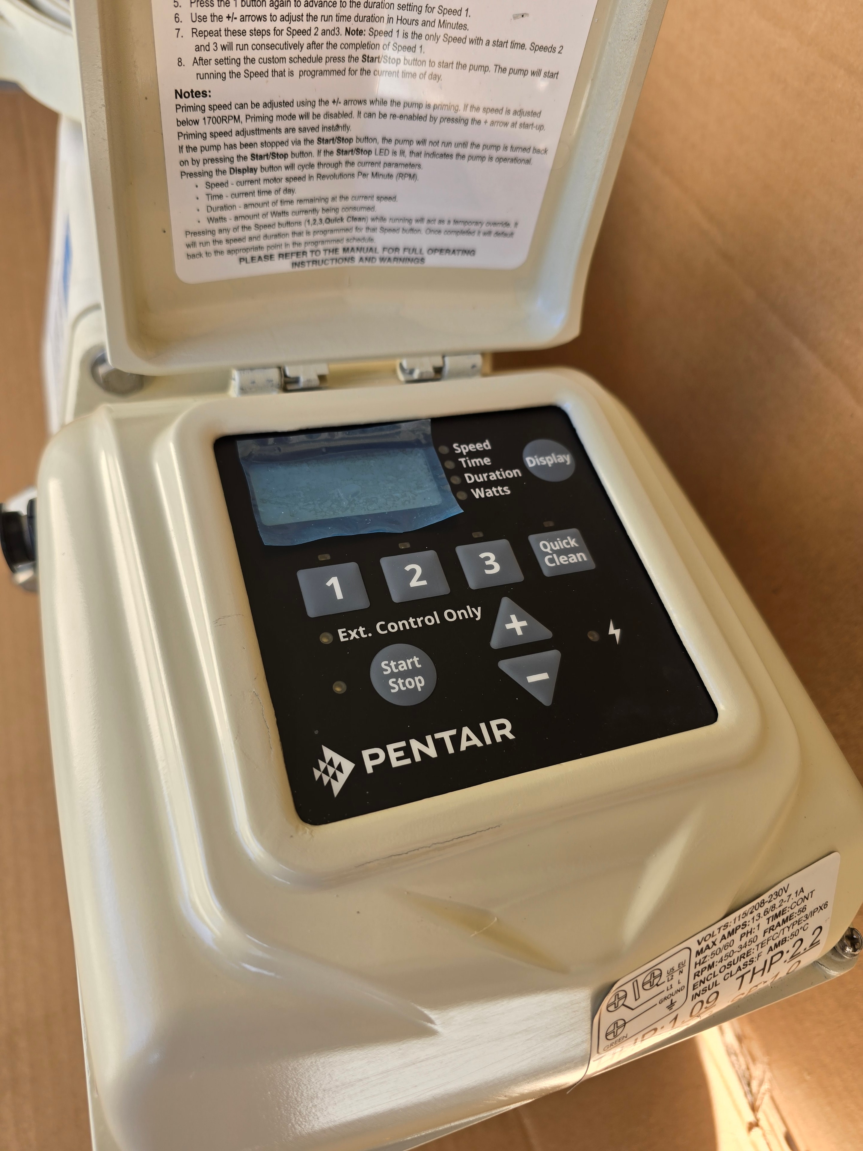 Angled view of renewed Pentair WhisperFlo VST pool pump EC-011533